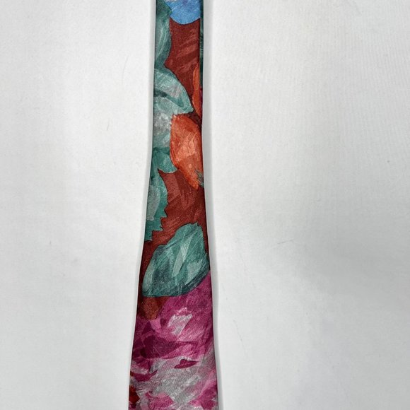 Robert Alan Men's Necktie 3 ¾” Hawaiian Print Flowers Made in USA - Picture 3 of 11